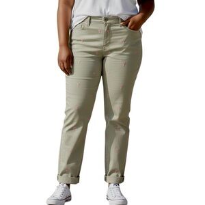 Old Navy Cropped khaki Pants Embroidered Lobster details (Coral) Women’s 14